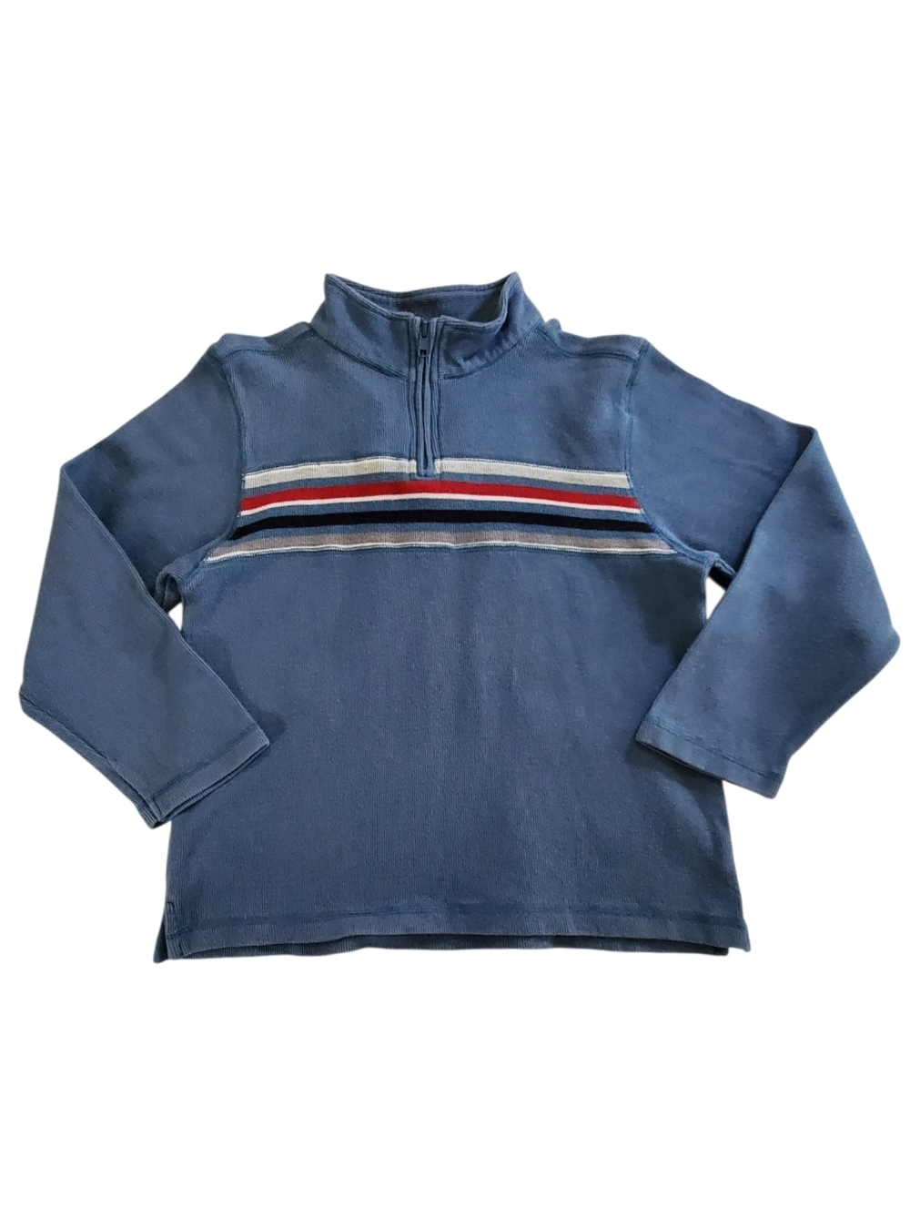 K1102 * Gymboree Boys Striped Quarter Zip Knit Sweater Pullover Blue Size 8